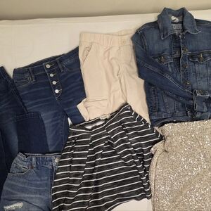 Cat & Jack, Abercrombie, Old Navy Jacket Jeans Skirt Cargo Shorts Lot 10/12 Girl